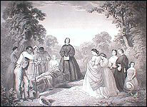 Engraving showing the burial of Latane